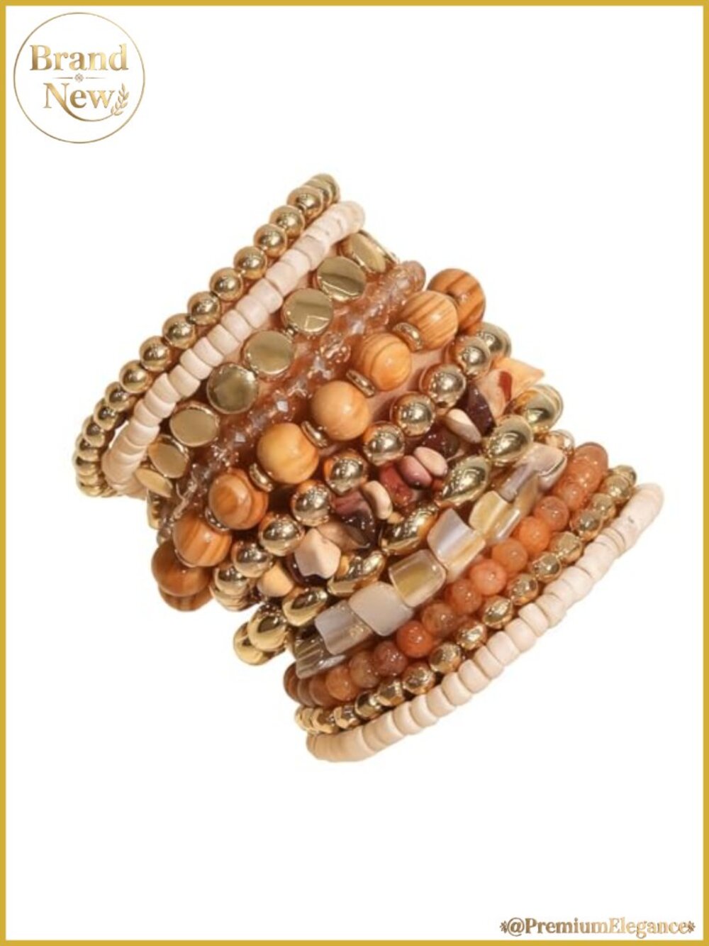 Boho Beaded Stretch Bracelets Stackable Gold Bead Summer Beach Jewelry 12 Pcs